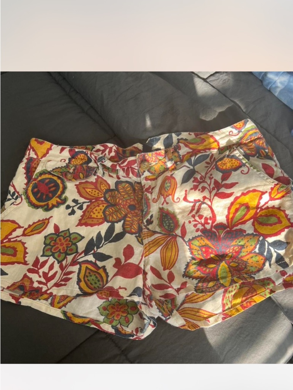 Lucky Brand Floral Print Shorts in White with Multicolor Blooms